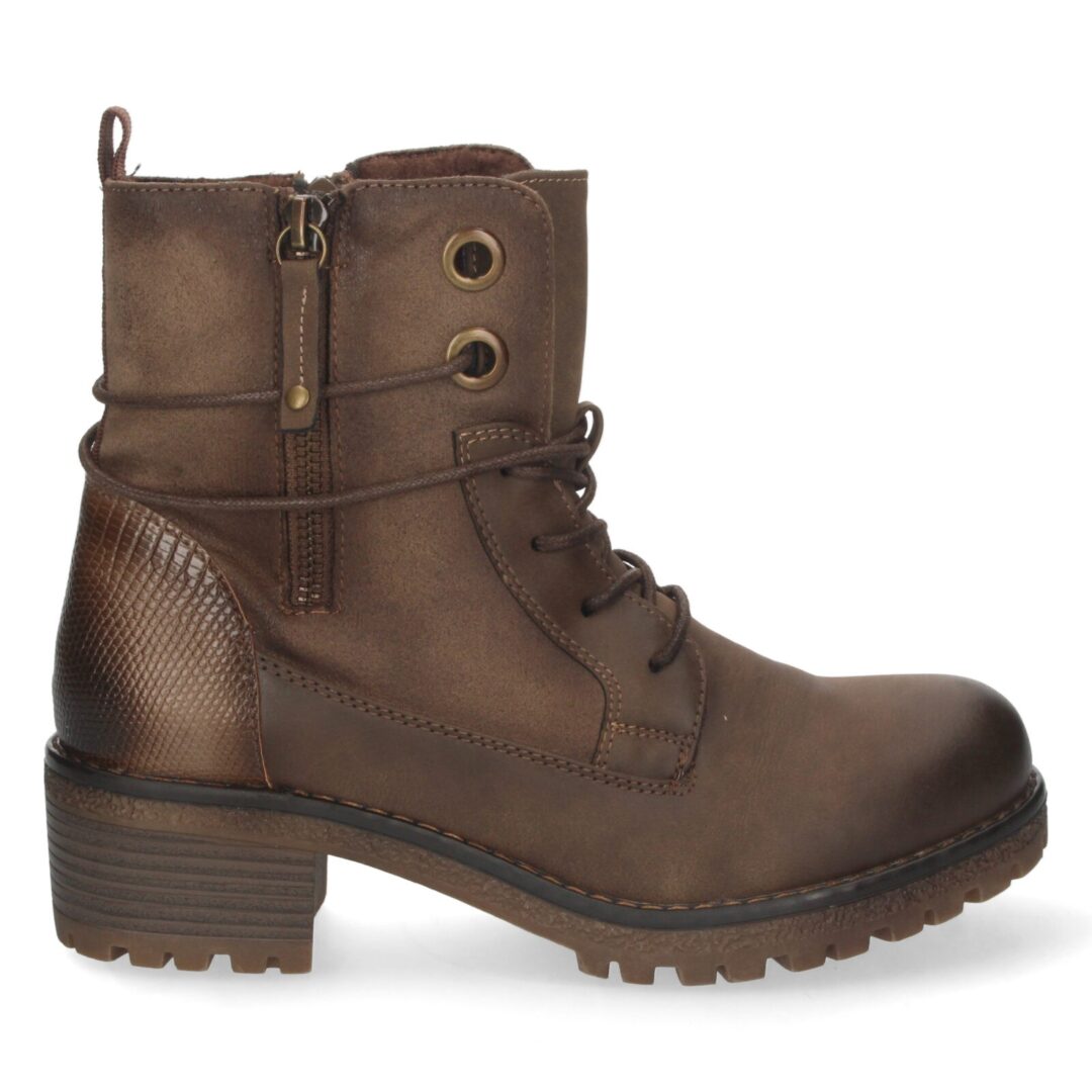 Botas militares marrón con cremallera y cordones - Imagen 3