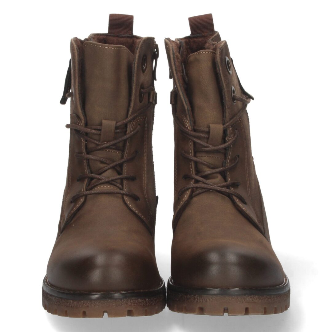 Botas militares marrón con cremallera y cordones - Imagen 4