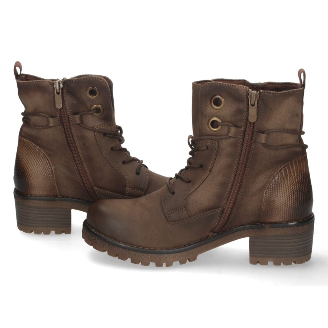 Botas militares marrón con cremallera y cordones - Imagen 6