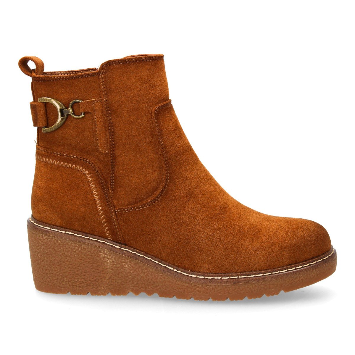 Botines cuña hebilla camel - Imagen 3