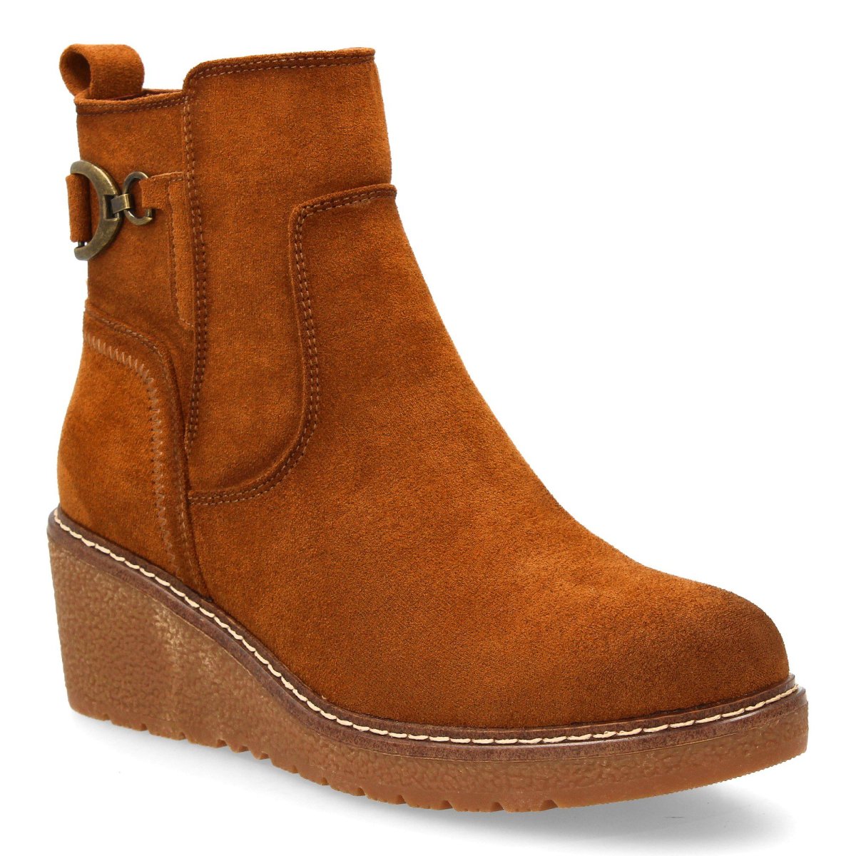 Botines cuña hebilla camel - Imagen 4