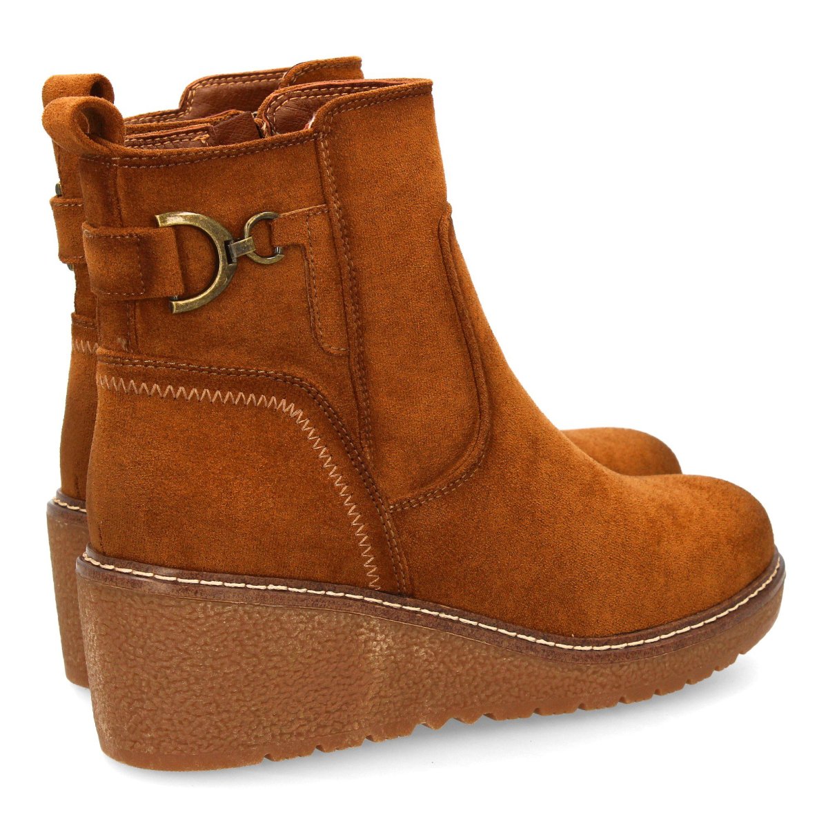 Botines cuña hebilla camel - Imagen 6
