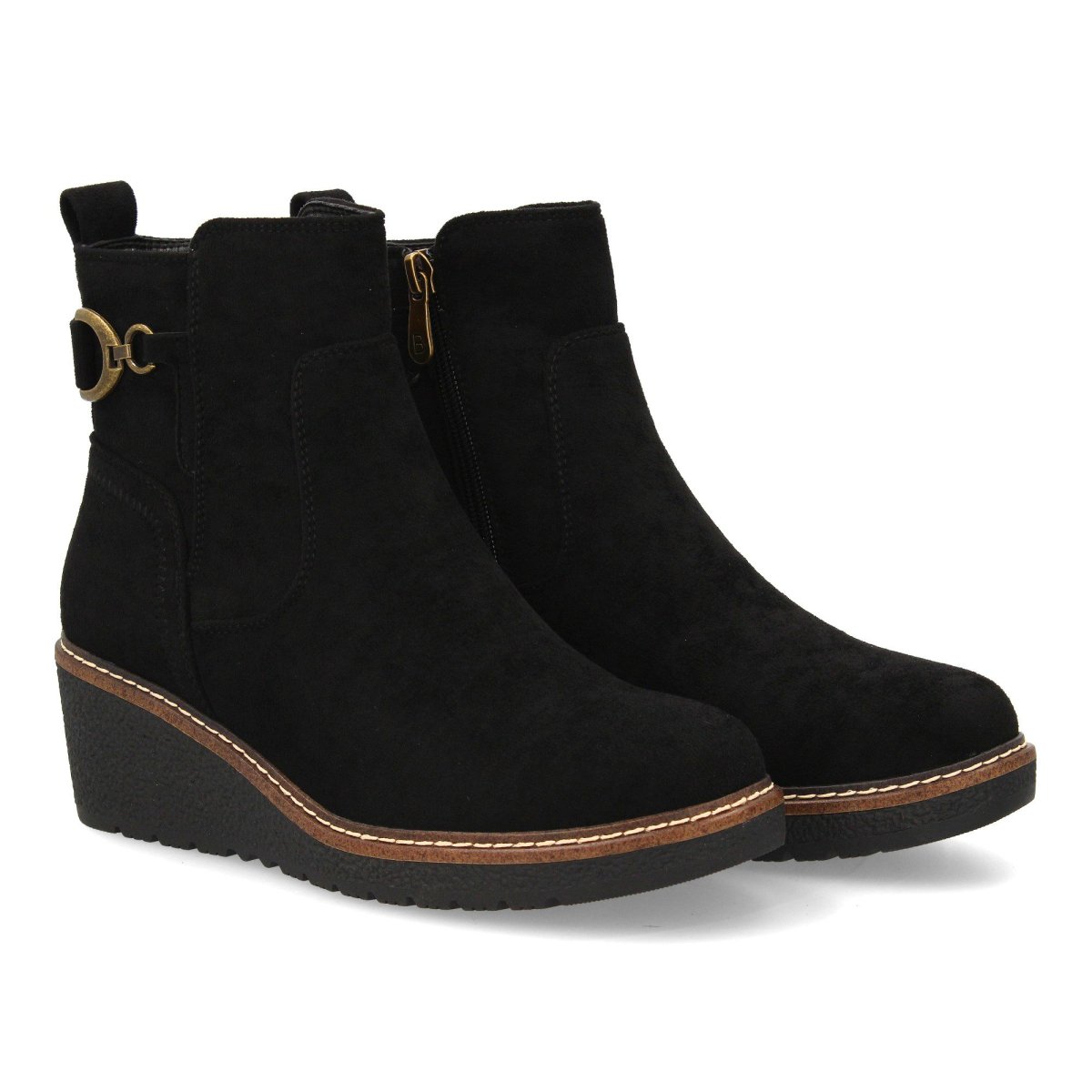 Botines negros con hebilla dorada - Imagen 2