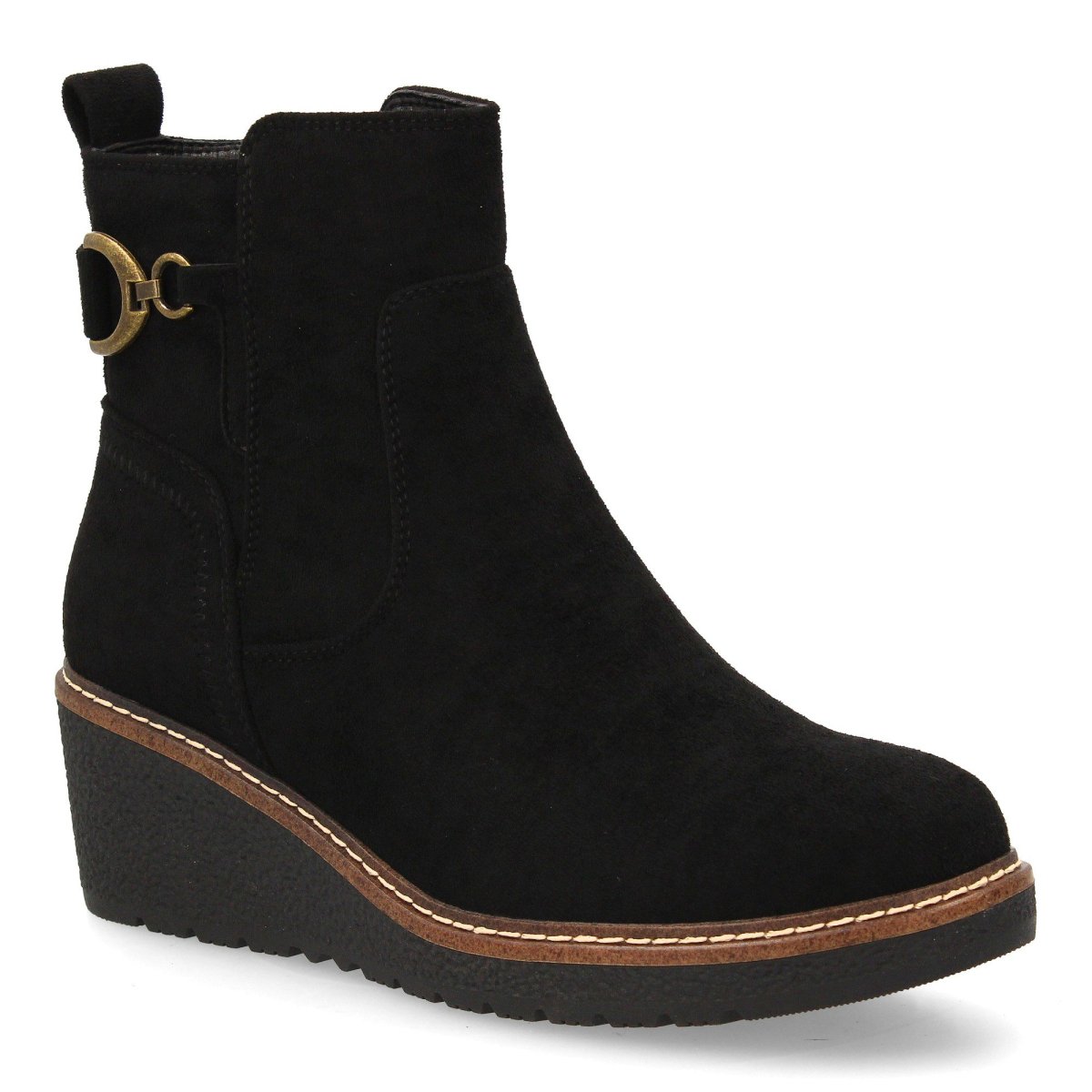 Botines negros con hebilla dorada - Imagen 4