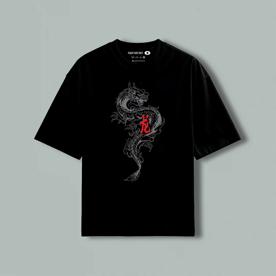 Playera Classic Oversize Dragon Gris FK - Imagen 2
