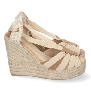 Sandalias de plataforma trenzadas beige