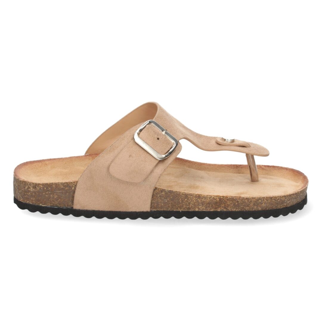 Chanclas anatómicas beige tira hebilla metal - Imagen 3