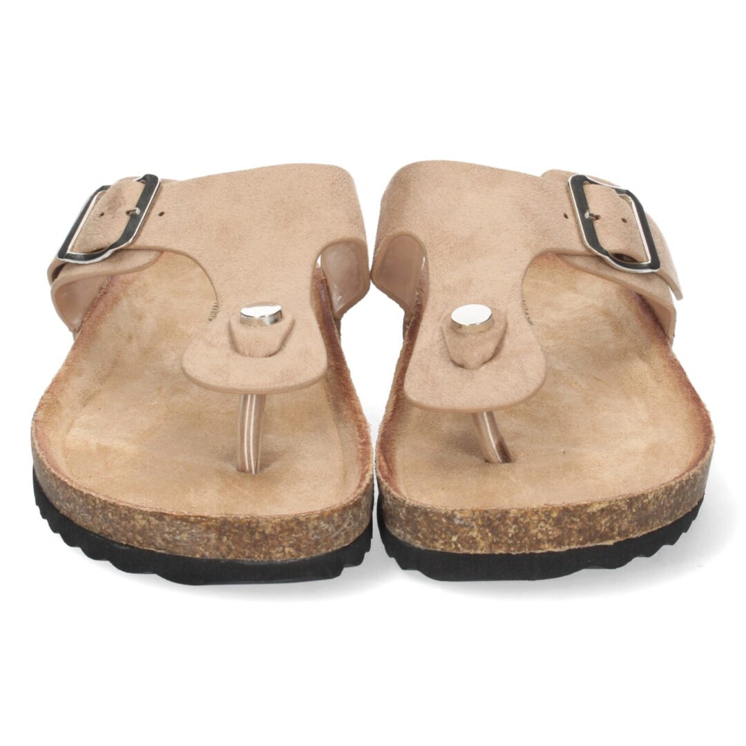 Chanclas anatómicas beige tira hebilla metal - Imagen 4