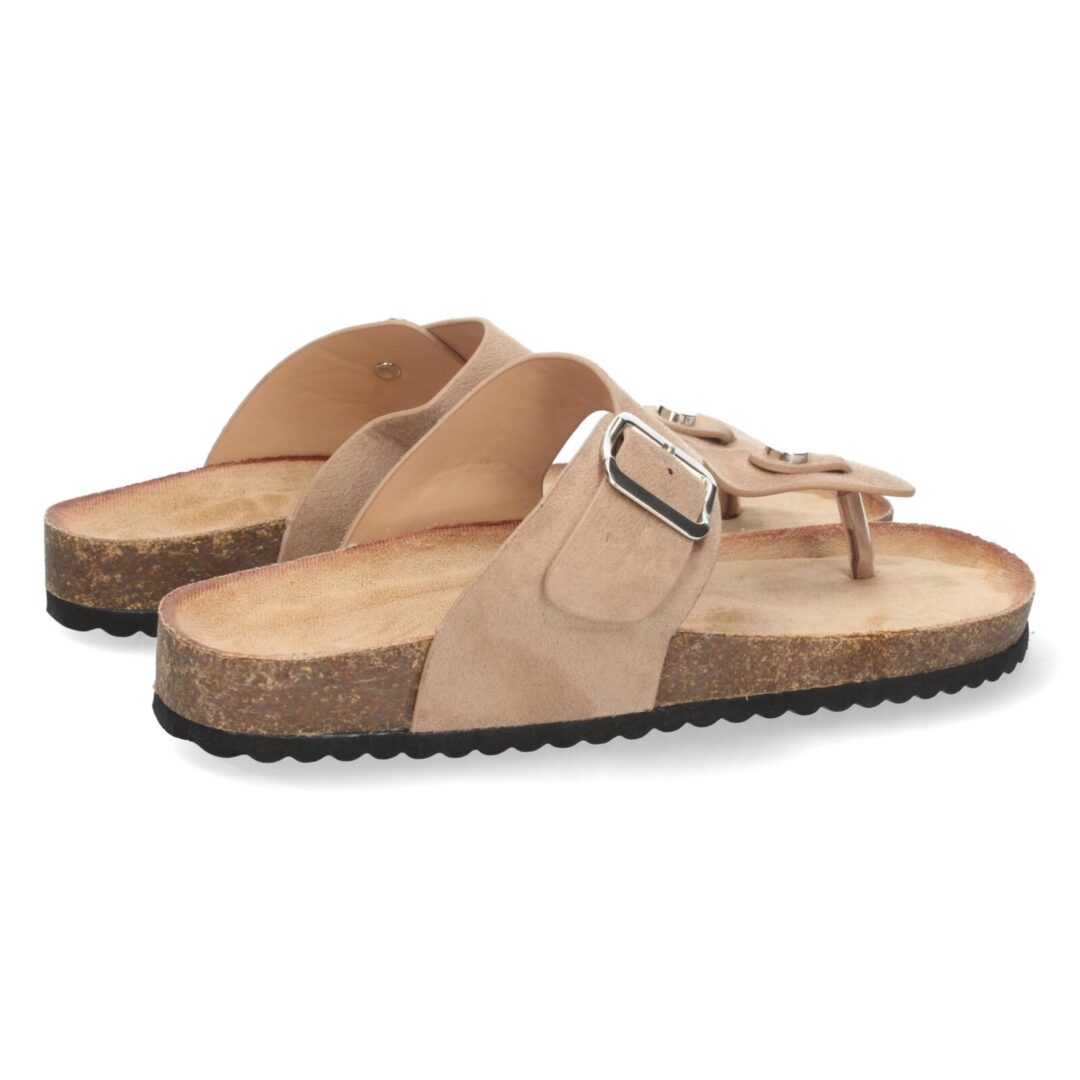 Chanclas anatómicas beige tira hebilla metal - Imagen 5