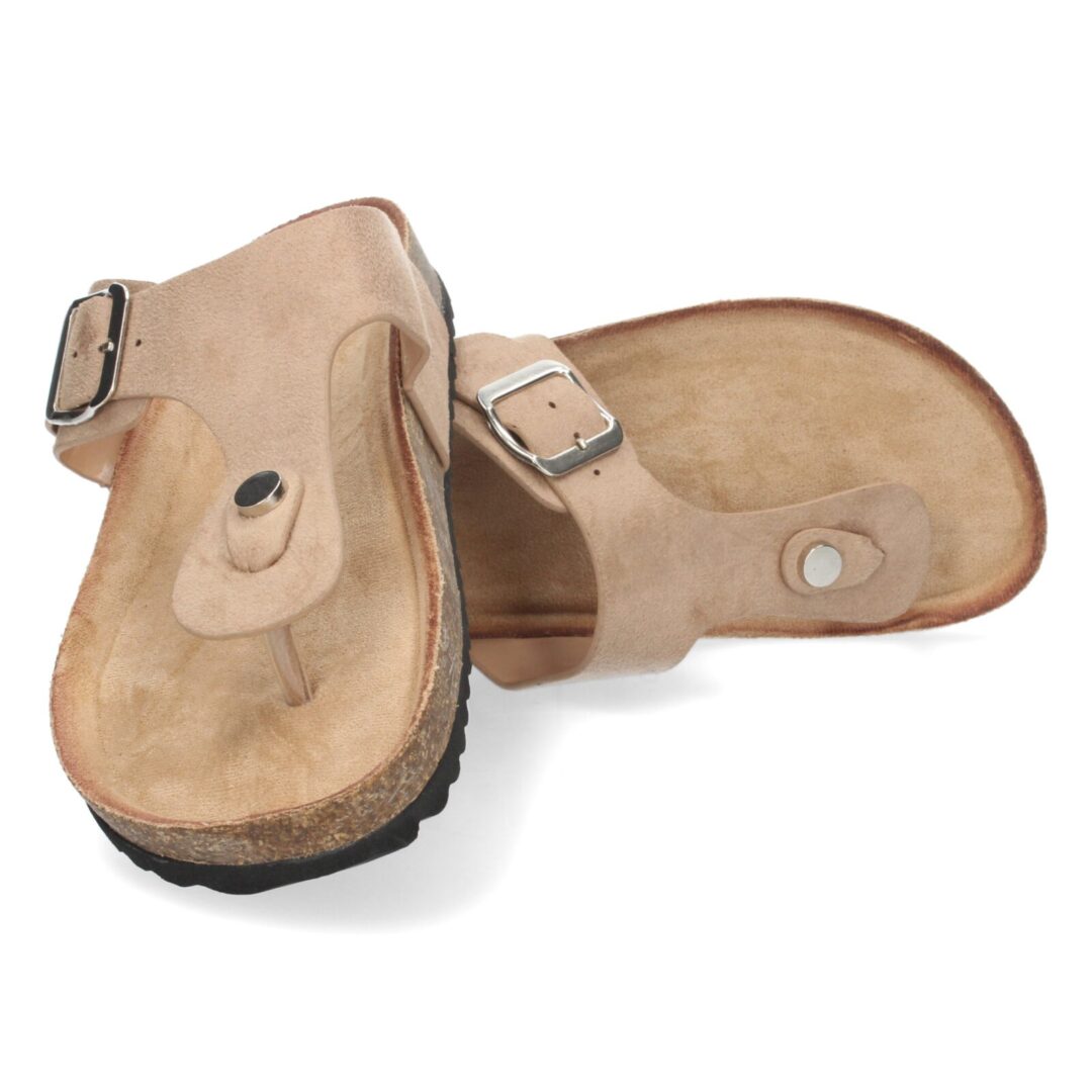Chanclas anatómicas beige tira hebilla metal - Imagen 6