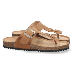 Sandalias corcho hebilla metálica camel