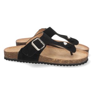 Sandalias negras hebilla plateada anatómicas