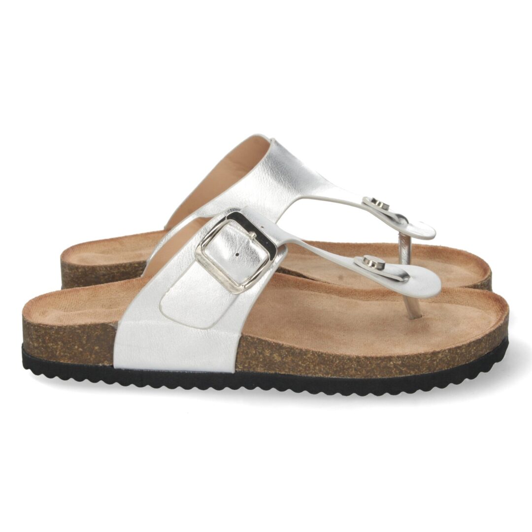 Sandalias anatómicas plata hebilla