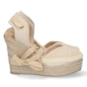 Cuña plataforma beige lazadas esparto