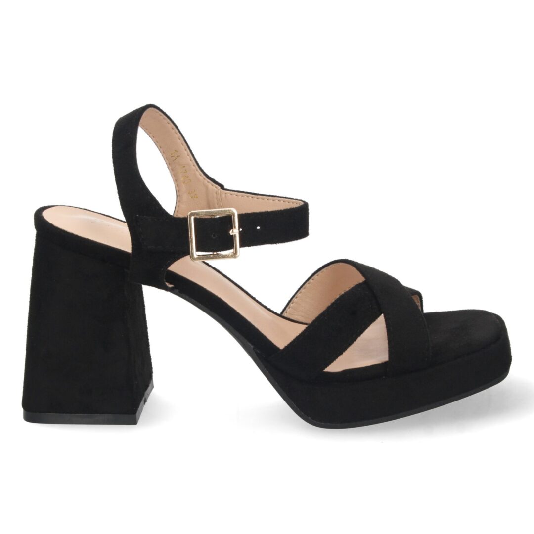 Zapatos plataforma tacón alto negro cruzados - Imagen 3