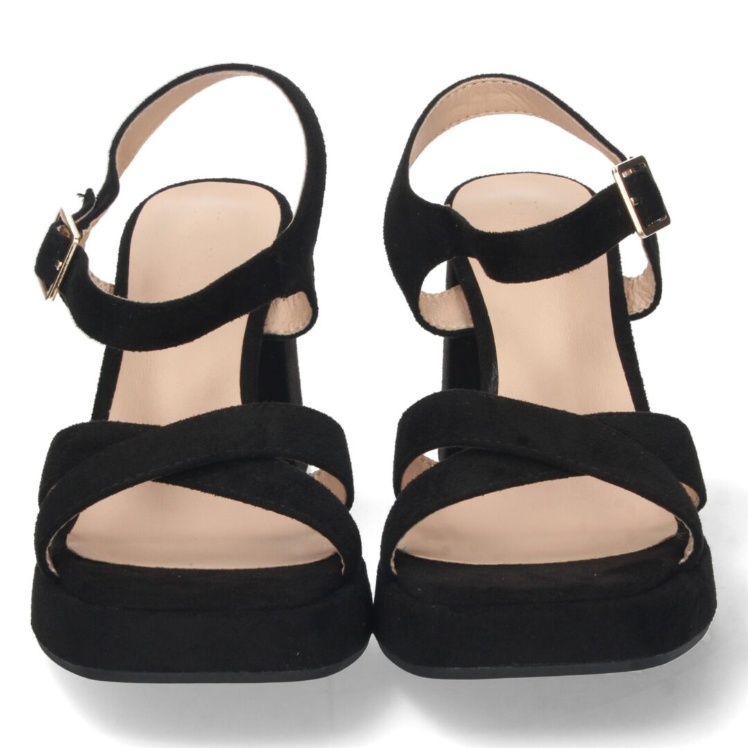 Zapatos plataforma tacón alto negro cruzados - Imagen 4