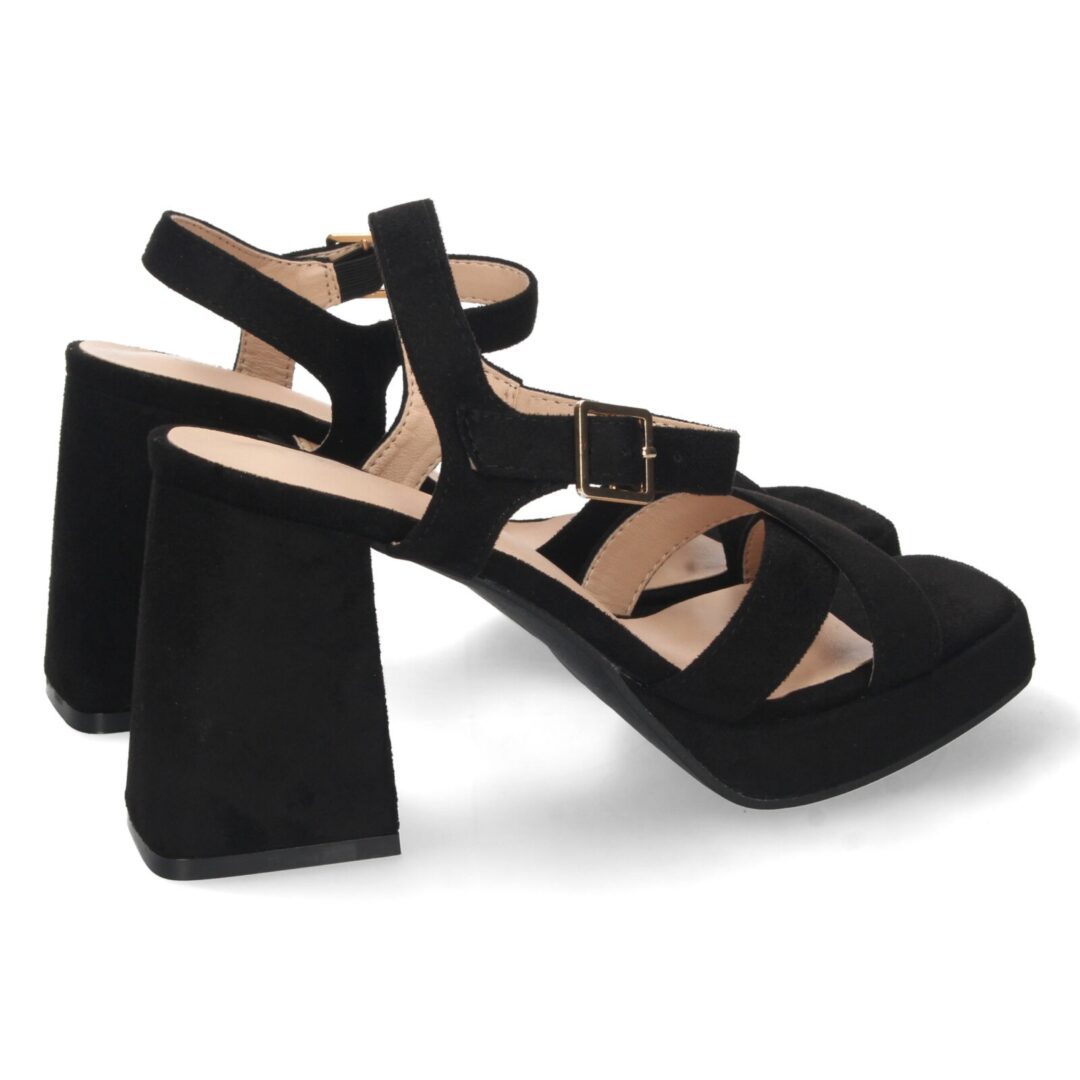 Zapatos plataforma tacón alto negro cruzados - Imagen 5