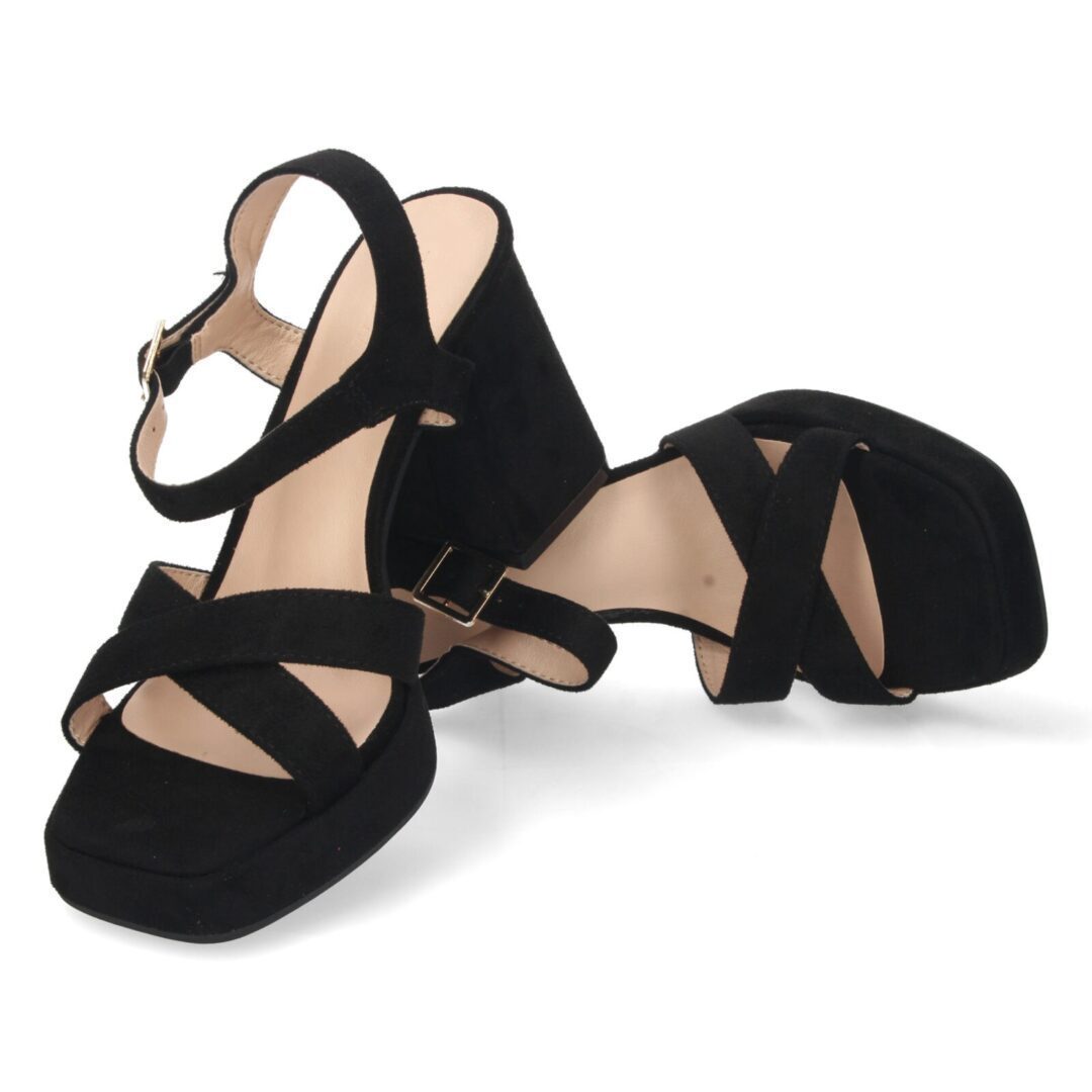 Zapatos plataforma tacón alto negro cruzados - Imagen 6