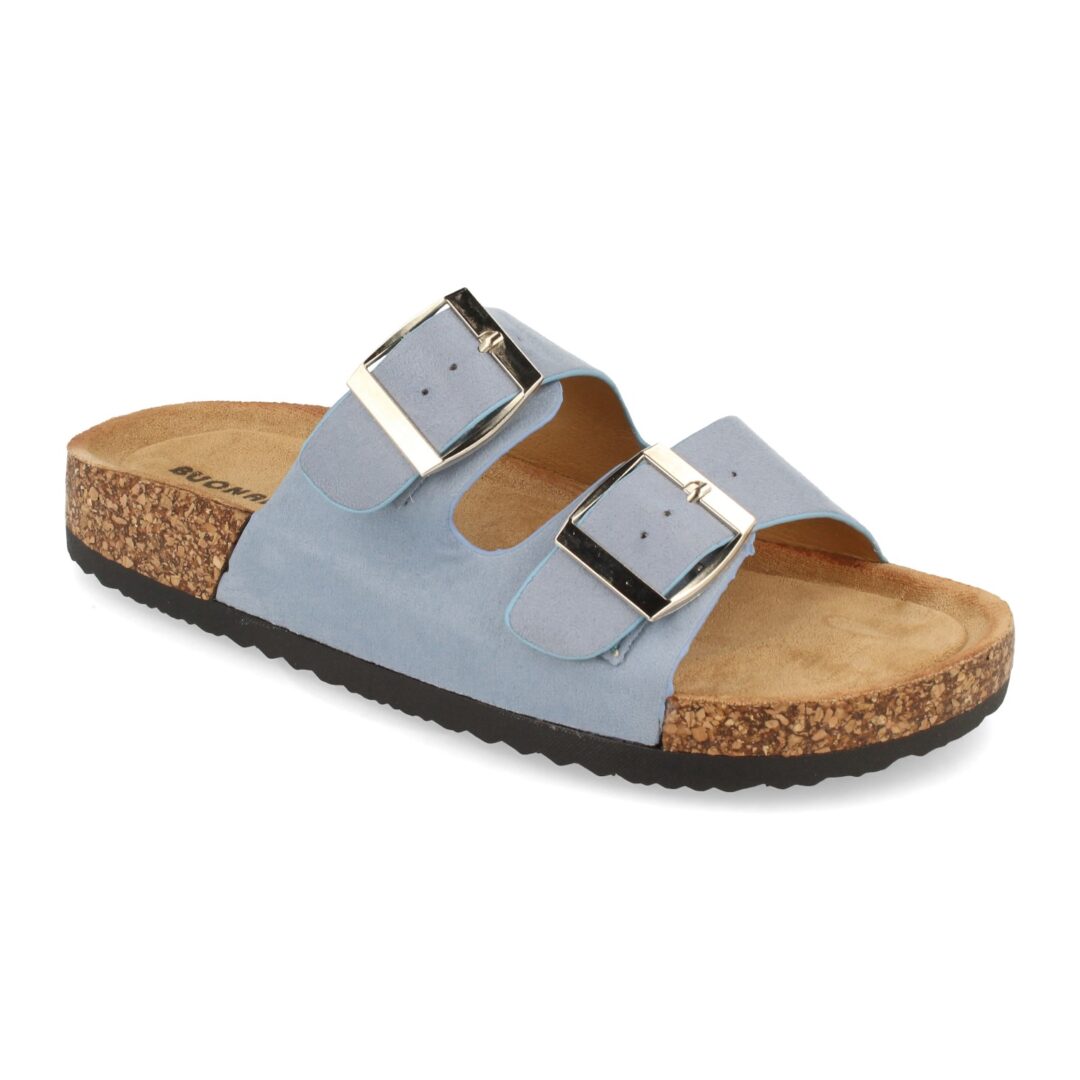 Sandalias azules de doble hebilla Buonarotti - Imagen 4