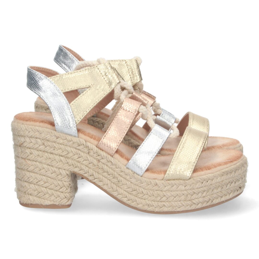 Sandalias beige plataforma entrelazada - Imagen 2