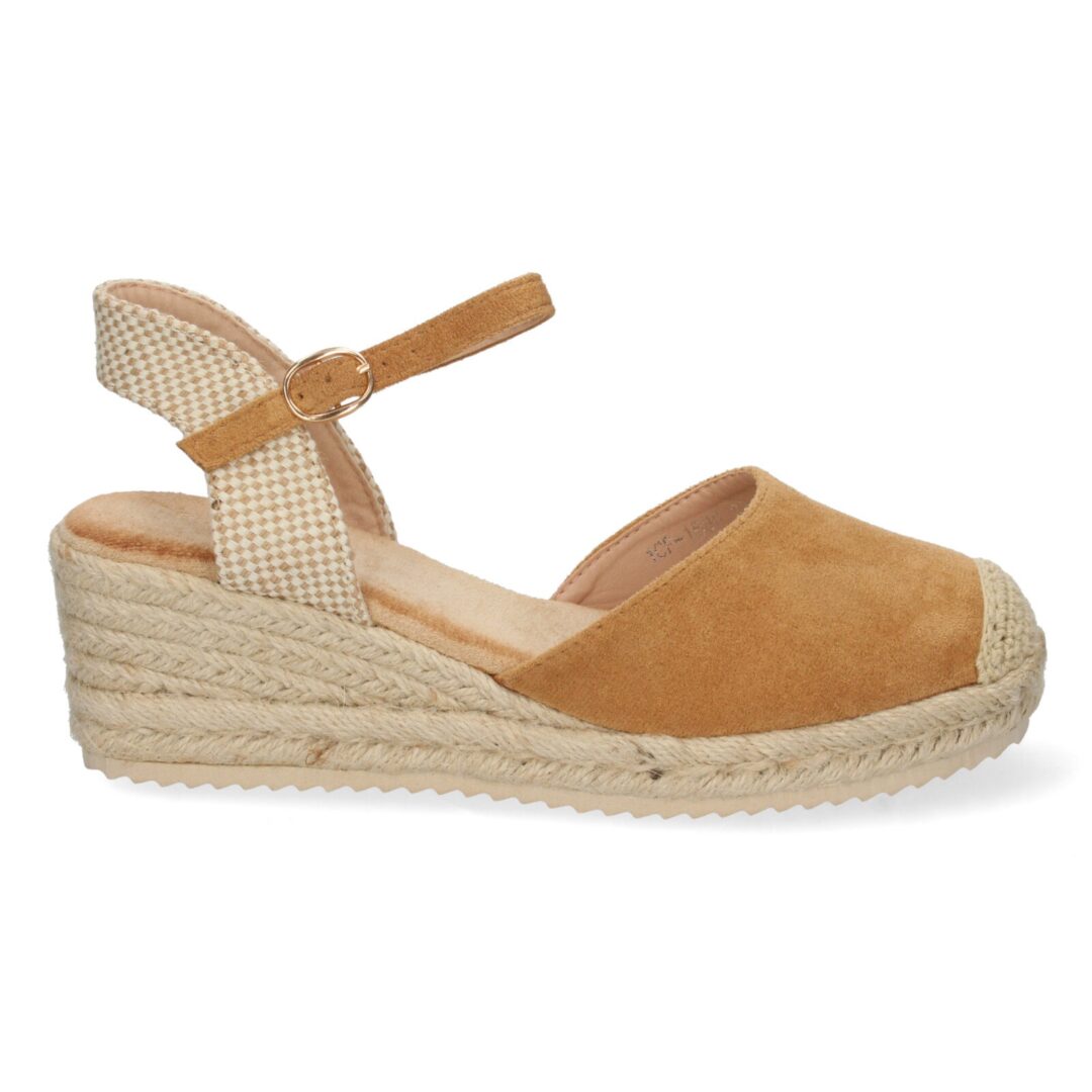 Cuña beige trenzada con velcro - Imagen 3
