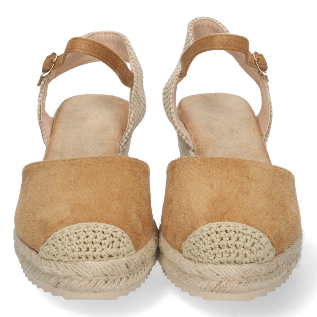 Cuña beige trenzada con velcro - Imagen 4