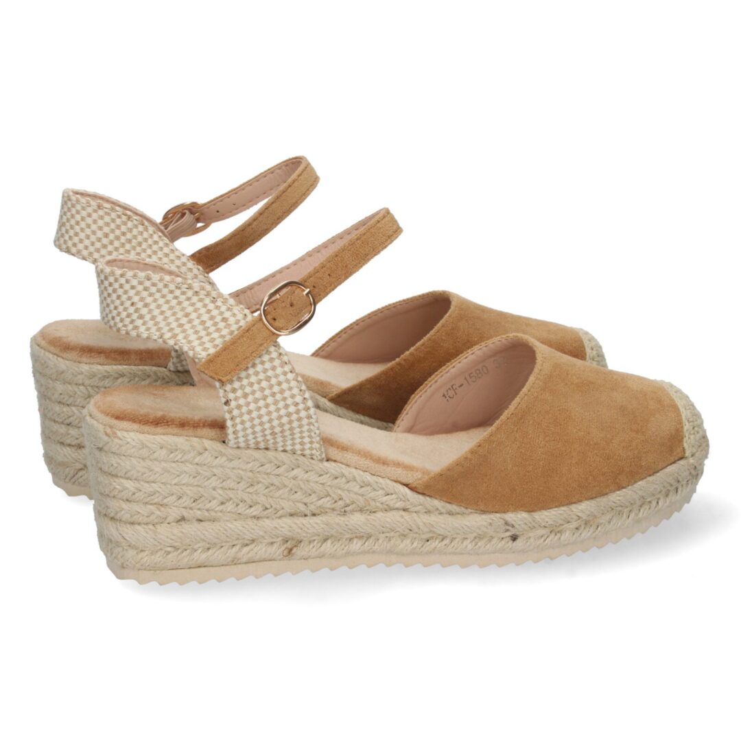 Cuña beige trenzada con velcro - Imagen 5