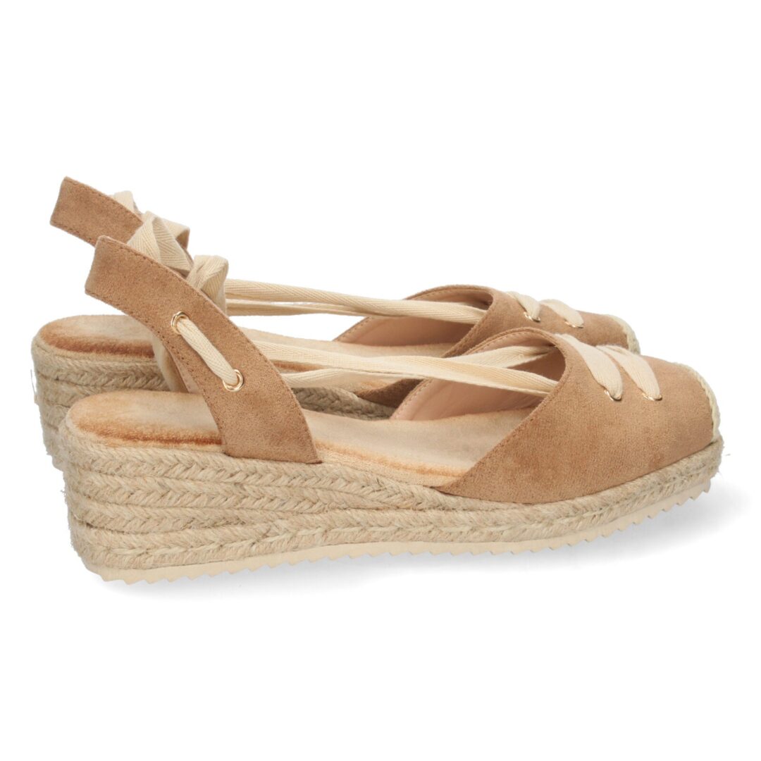 Zapato cuña cordones camel liso - Imagen 5