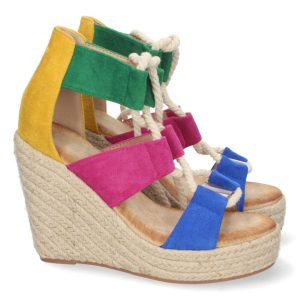 Sandalias cuña cordones entrelazados marino