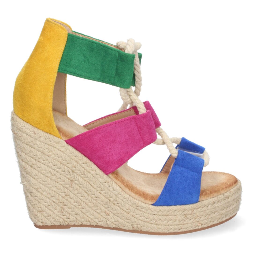Sandalias cuña cordones entrelazados marino - Imagen 3