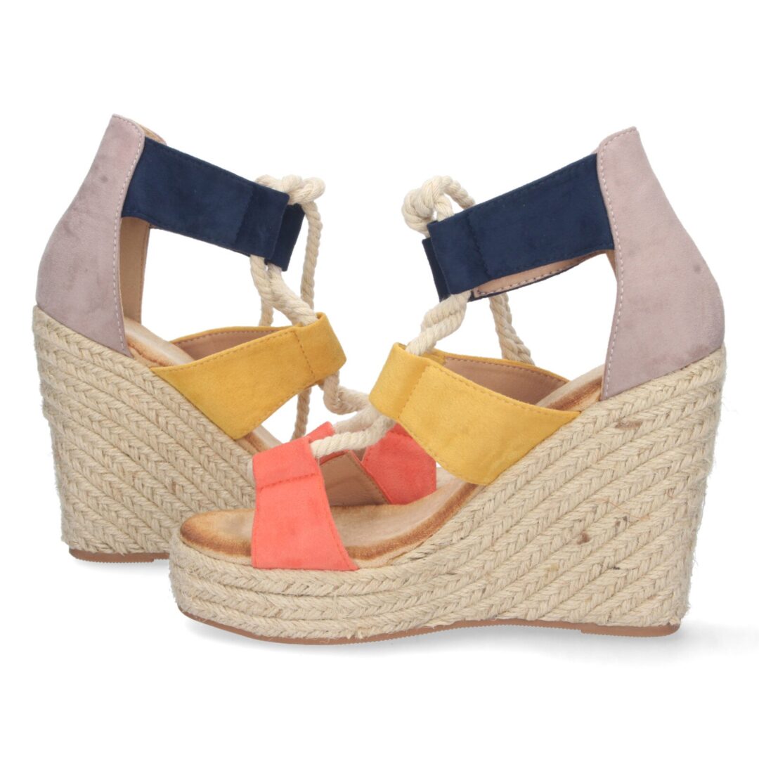 Cuña entrelazada naranja sandalias - Imagen 6