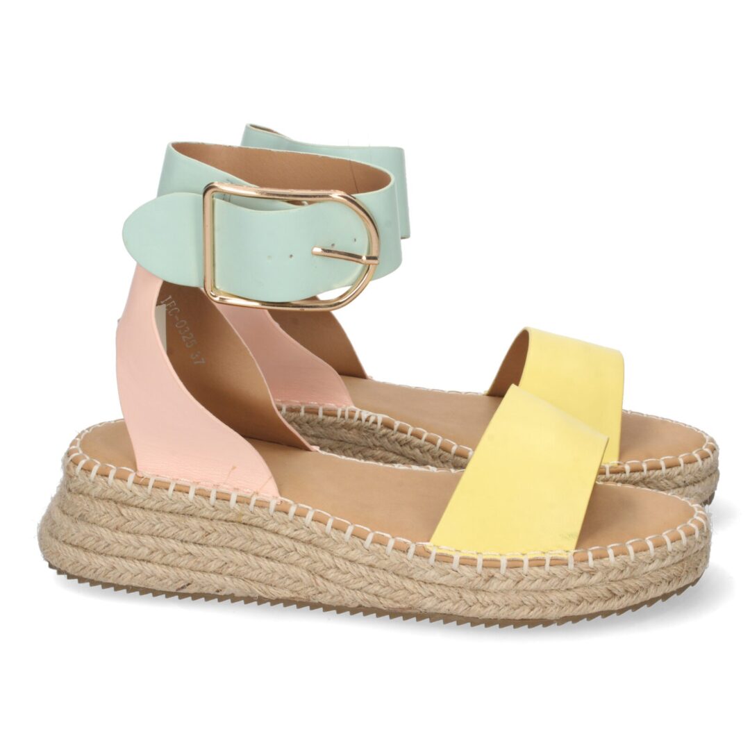 Sandalias tobilleras de yute amarillo - Imagen 2