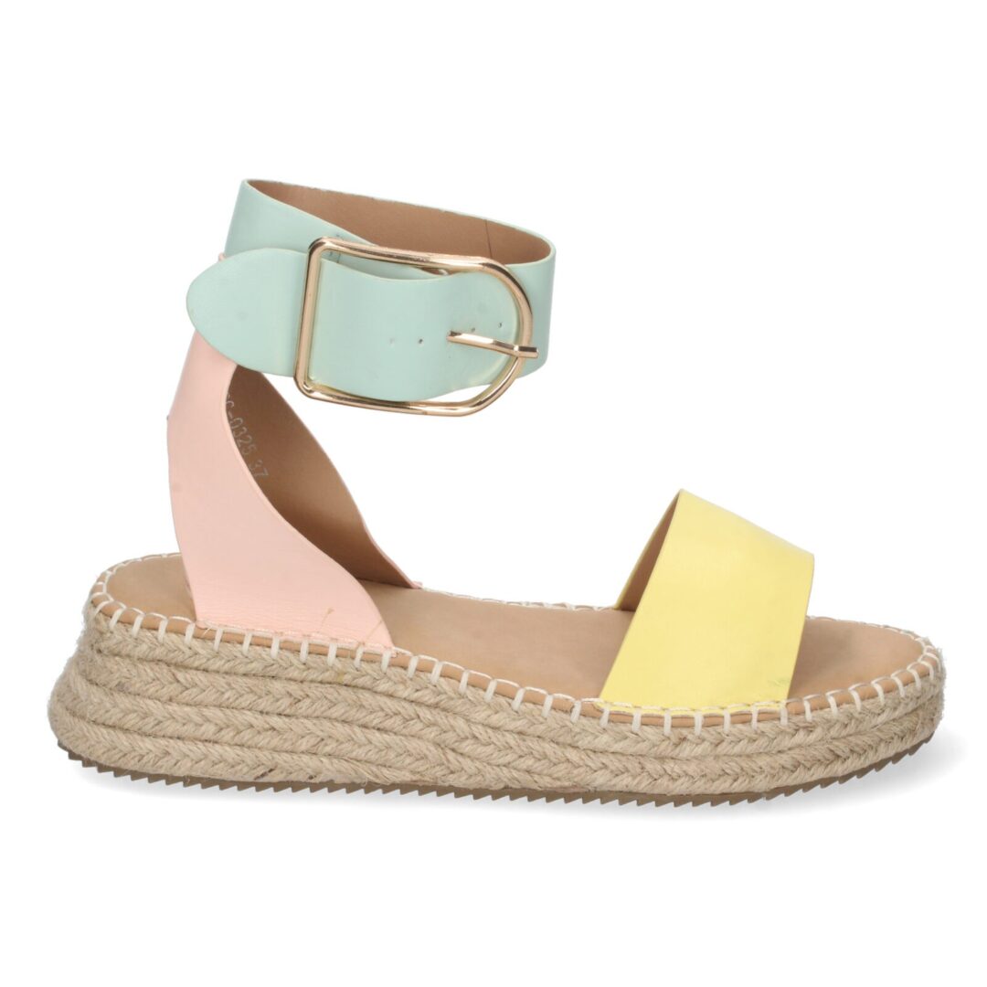 Sandalias tobilleras de yute amarillo - Imagen 3