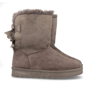 Bota de invierno gris con lazos
