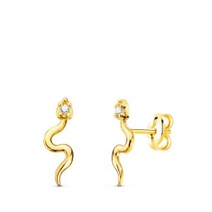 «SERPIENTES CON CIRCONITAS» PENDIENTES ORO 18K