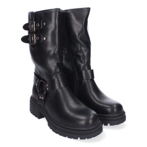 Botas Negras Estilo Biker con Hebillas