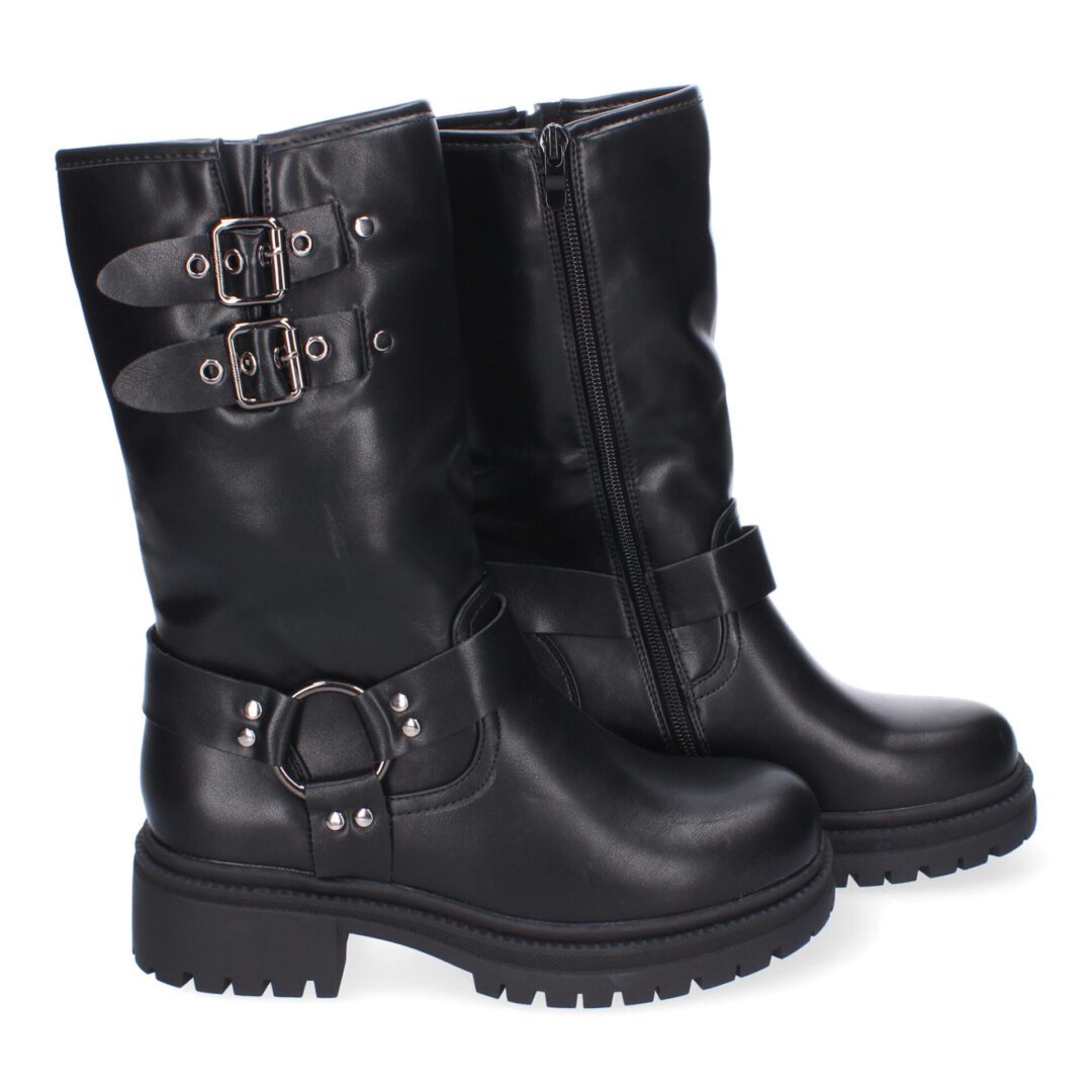 Botas Negras Estilo Biker con Hebillas - Imagen 6
