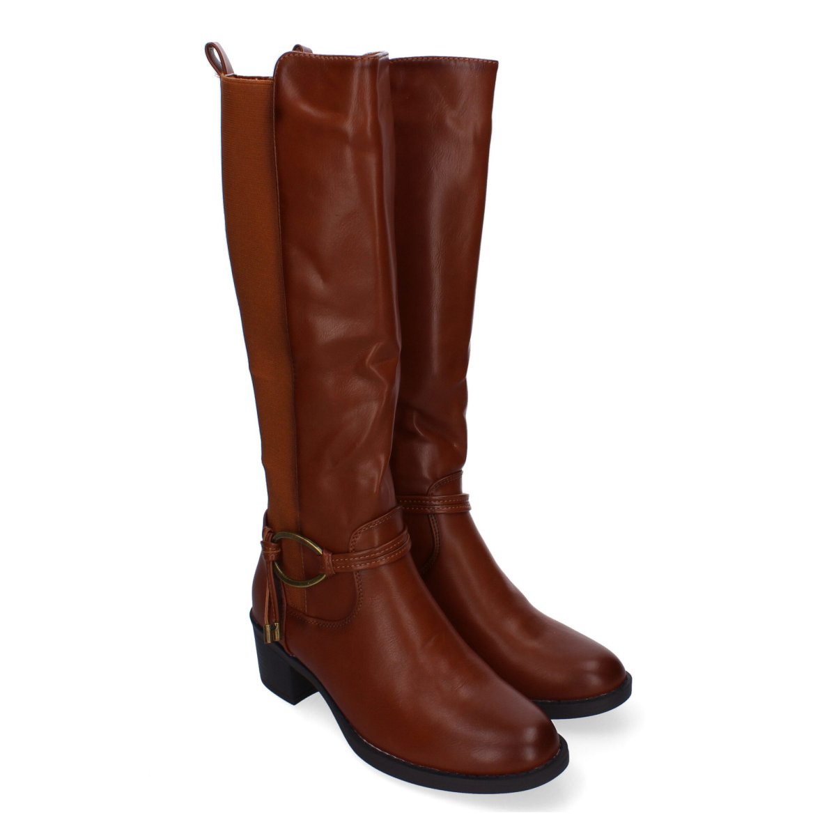 Botas altas elásticas detalle eslabón camel - Imagen 2