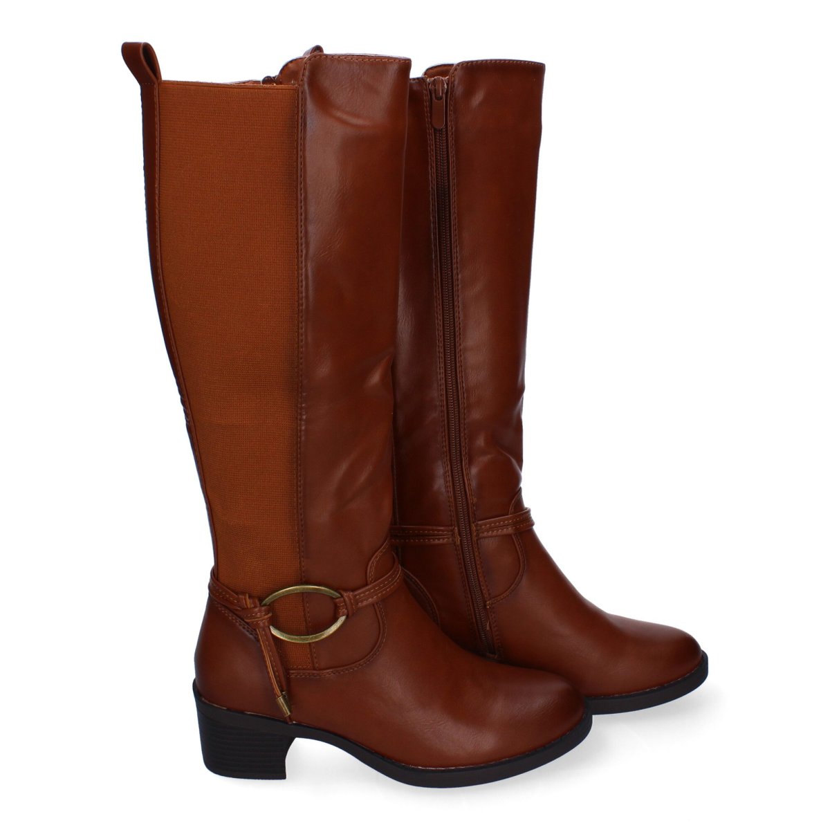 Botas altas elásticas detalle eslabón camel - Imagen 6