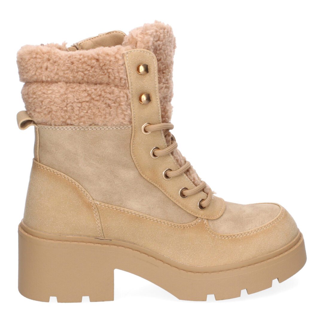 Botines marrón claro de tacón con cordones - Imagen 3