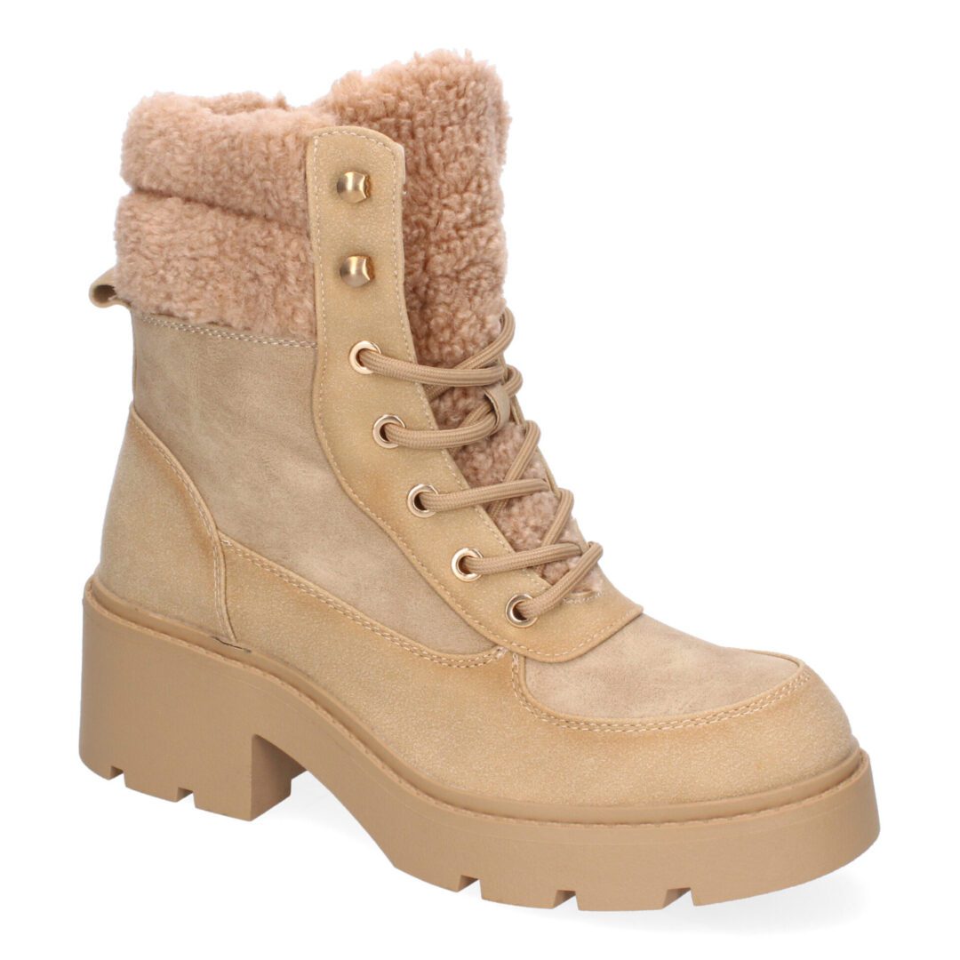 Botines marrón claro de tacón con cordones - Imagen 4