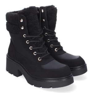 Botines de Tacón Negros Forrados Borreguillo
