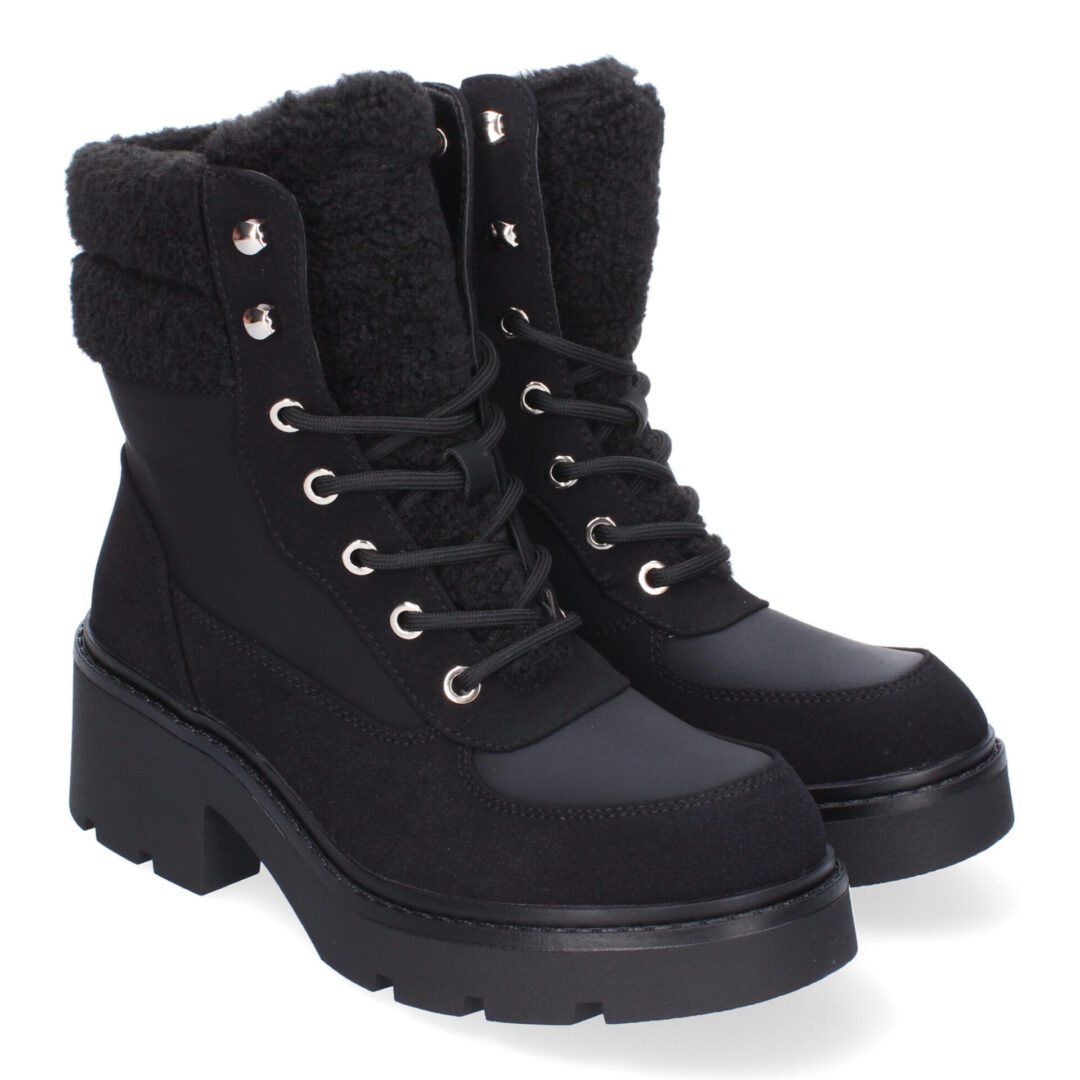 Botines de Tacón Negros Forrados Borreguillo - Imagen 2