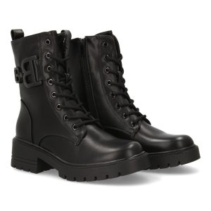 Botas militares negras con detalle lateral