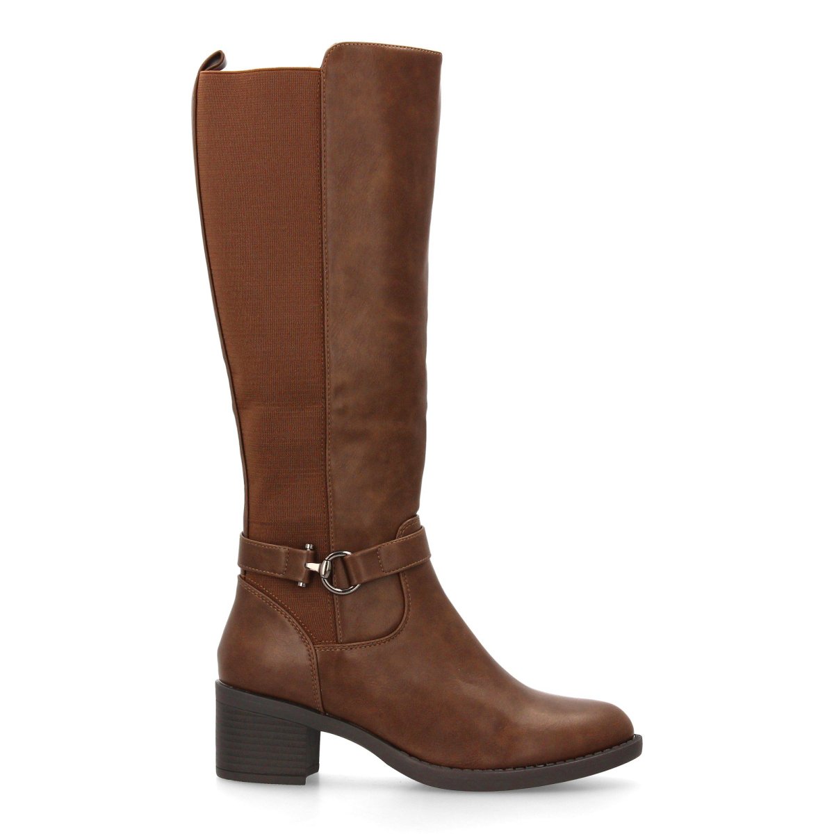 Botas altas marrones con zippers y hebilla - Imagen 3