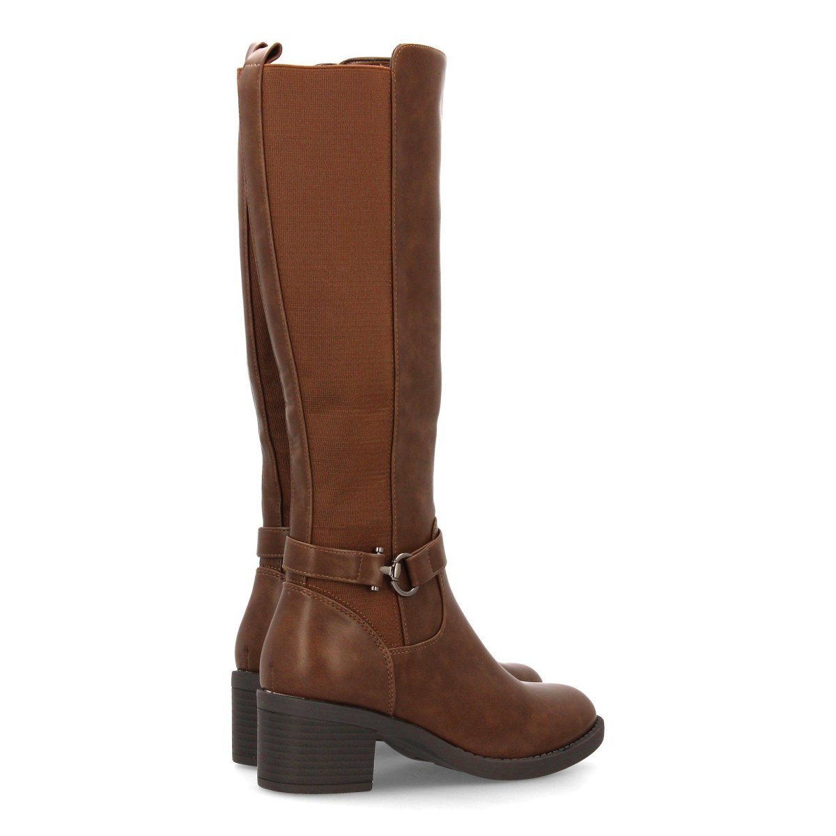 Botas altas marrones con zippers y hebilla - Imagen 6