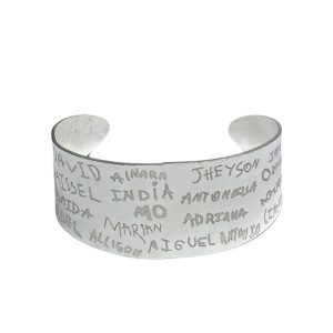 “PROFE” pulsera media caña Plata