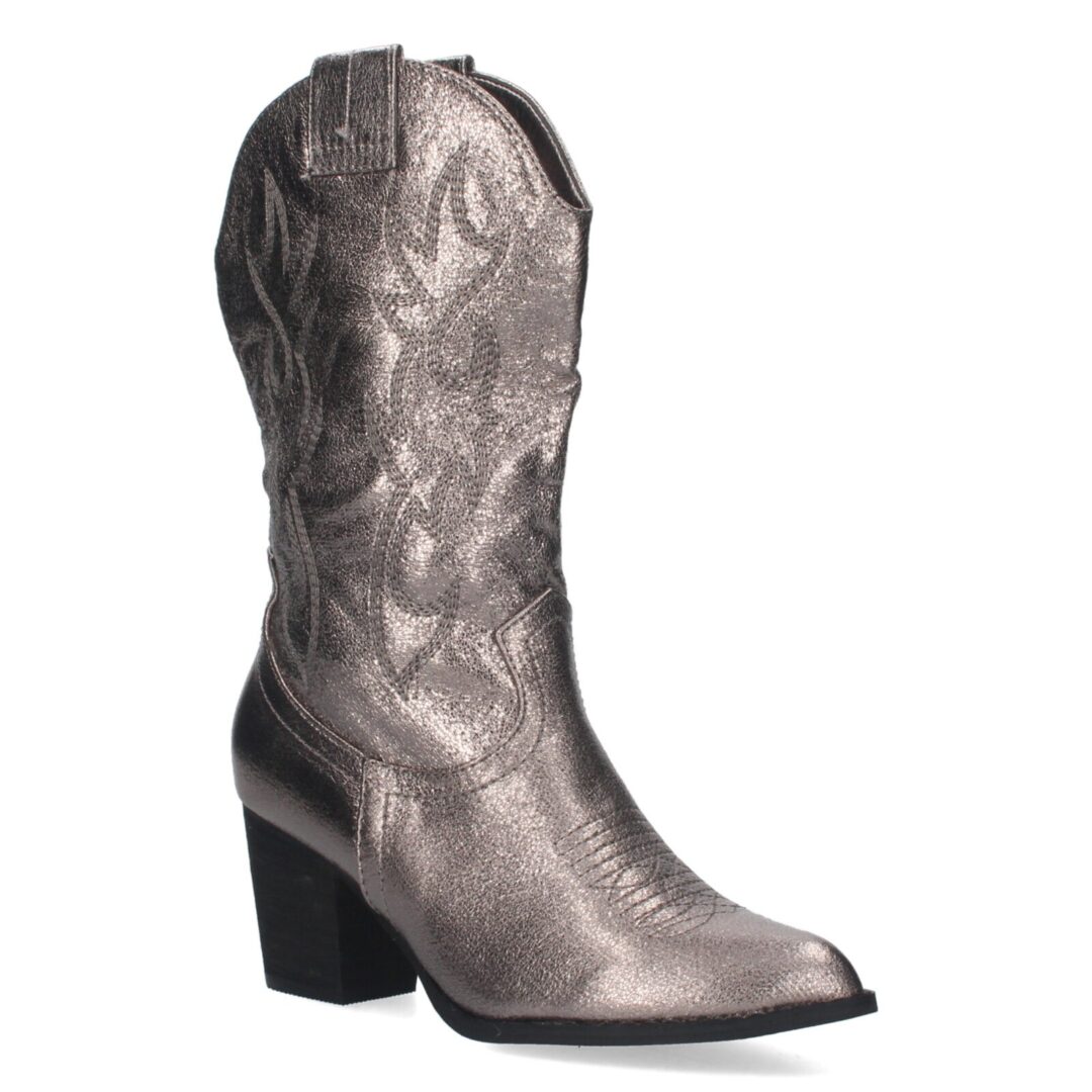 Botas altas vaqueras gris sin estampado - Imagen 4