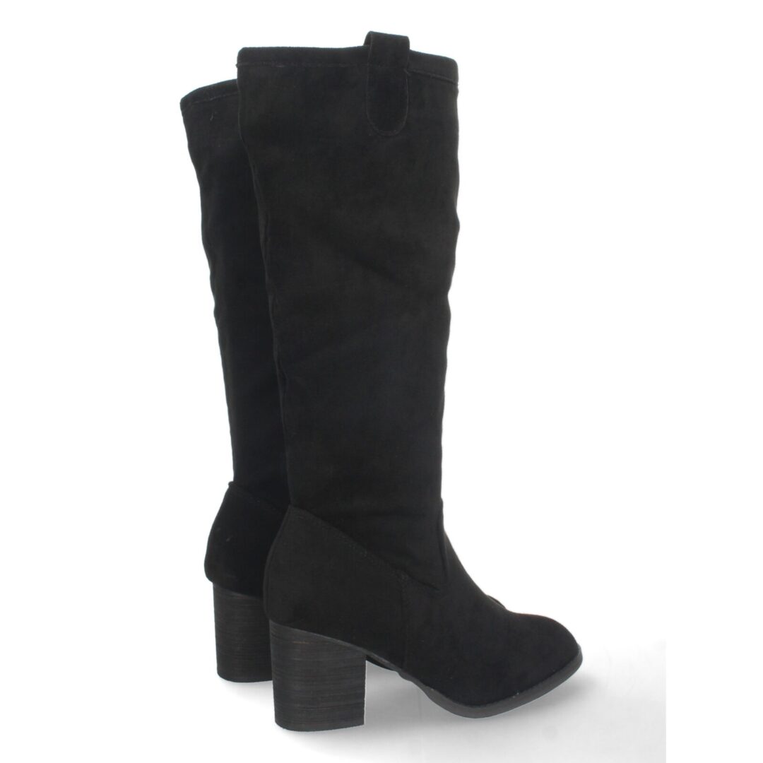 Bota negra de antelina de tacón grueso - Imagen 5