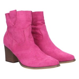 Botines tacón cuadrado rosa intenso